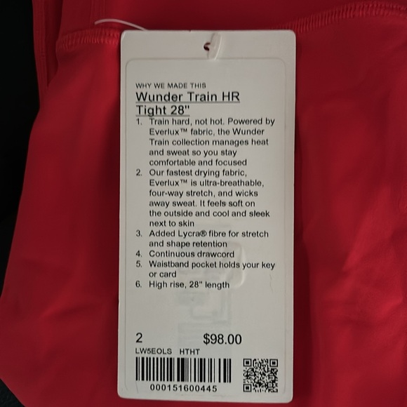 LULULEMON WUNDER TRAIN HR LEGGINGS 28” IN HOT HEAT SZ 2 NWT - Picture 5 of 7